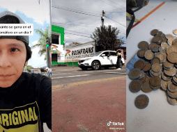 En apenas unas cuantas horas este joven reunió cerca de 400 pesos recibiendo monedas en un semáforo. TikTok: @alexstylers