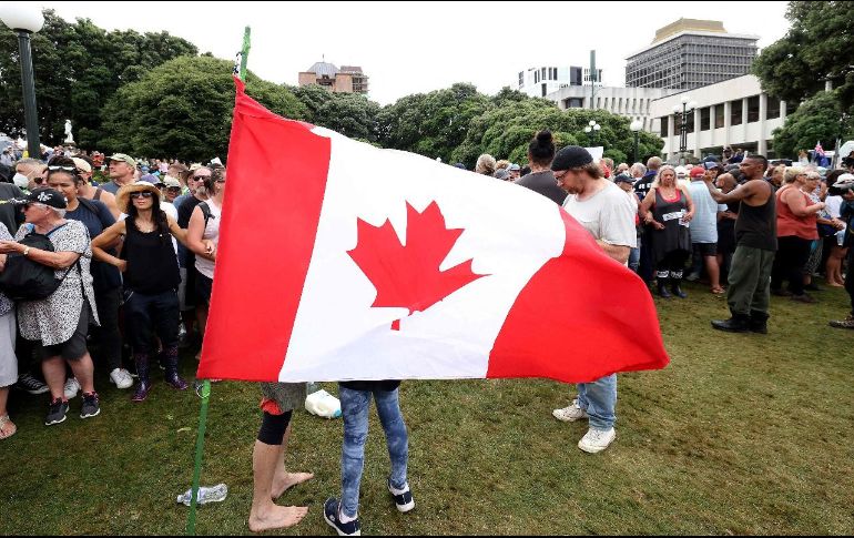 Los manifestantes dicen que no abandonarán la protesta hasta que se rescindan todas las medidas para contener la pandemia y dimita el gobierno del primer ministro canadiense, Justin Trudeau. AFP / M. Melville