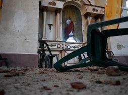 Vista de la iglesia de San Juan Obispo dañada luego del sismo de magnitud 6.2 en Guatemala. AFP / J. Ordóñez