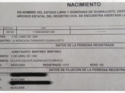 Tras un juicio de amparo, Guanajuato expidió la primera acta de nacimiento no binaria en el país. TWITTER: @FaustoGlow