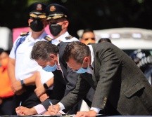 Frangie y Lemus firman el convenio entre Zapopan y Guadalajara. ESPECIAL /