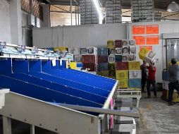 Trabajadores laboran en una empacadora de aguacate en el municipio de Peribán, Michoacán. EFE/I. Villanueva