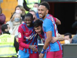 Balance. El equipo de Xavi Hernández mostró un equilibrio en todas sus líneas que se reflejó en el marcador final. AFP