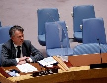 En la imagen, el representante de Ucrania en la ONU, Sergiy Kyslytsya, dando su discurso sobre las acciones de Rusia. EFE / J. Szenes