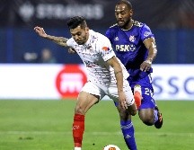 AVANZA. El Sevilla selló su pase a los octavos de final gracias a que el marcador global les favoreció por 3-2 ante el Dínamo de Zagreb. EFE/A. Bat