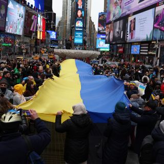 Rusia vs Ucrania: Ucranianos protestan en Nueva York por ataque ruso contra su país