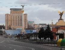 Plaza de la Independencia vacía en Kiev, Ucrania. EFE