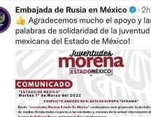 El comunicado de apoyo a Rusia fue firmado por Juventudes Morena del Estado de México. ESPECIAL