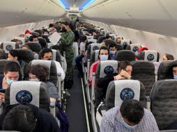 Se trata del primer avión con mexicanos que regresa al país tras el conflicto entre Rusia y Ucrania. TWITTER / @SRE_mx