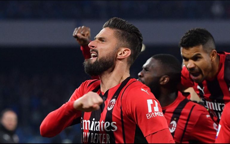 Olivier Giroud dio el triunfo al AC Milan en el campo del Napoli. AFP/T. Fabi