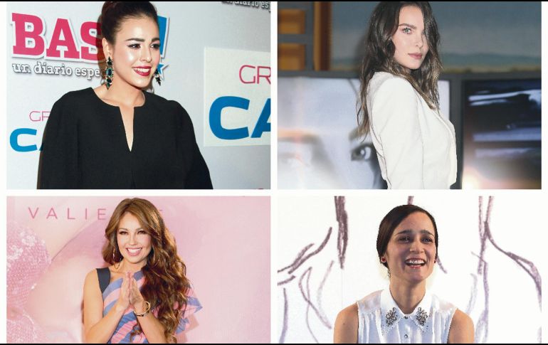 Actrices y cantantes. Danna Paola (izquierda, arriba), Belinda (derecha, arriba), Thalía (izquierda abajo) y Julieta Venegas (derecha, abajo) publicaron en sus redes sociales mensajes de apoyo al 8M. EFE
