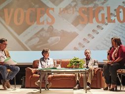Presentación. Augusto Chacón, María Guadalupe Morfín Otero, Tomás de Híjar Ornelas y Sonia Serrano, durante la charla ofrecida ayer en el MAZ. El Informador/ N. Gutiérrez
