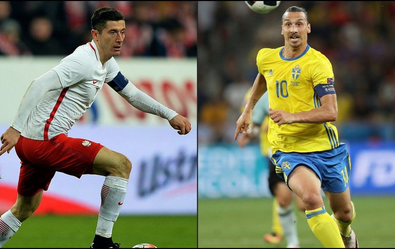 Leyendas. Lewandowski y Zlatan se enfrentarán hoy en el Repechaje. AFP