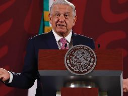 Andrés Manuel López Obrador, en la mañanera del día de hoy. SUN/B. FREGOSO