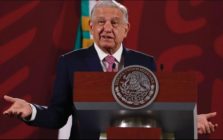 Andrés Manuel López Obrador, en la mañanera del día de hoy. SUN/B. FREGOSO