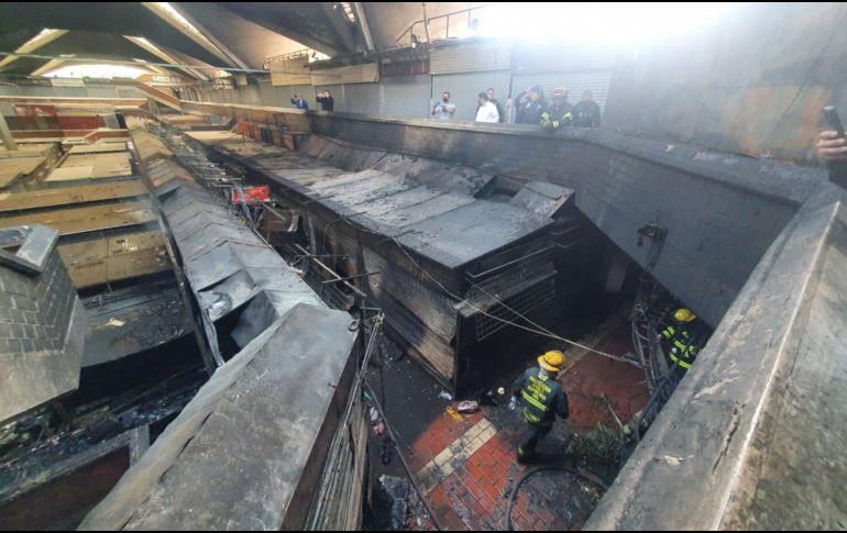 Imagen de las afectaciones en el Mercado San Juan de Dios tras el incendio. EL INFORMADOR / A. Navarro