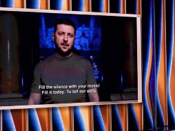 Volodymyr Zelensky se dirigió a los músicos y la audiencia de la 64 edición de los Grammy. GETTY IMAGES