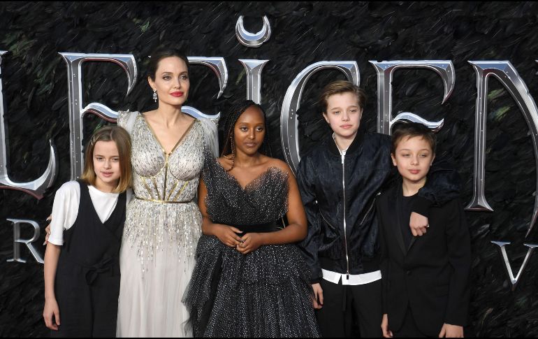 En familia. En el estreno de “Maléfica” (2019), se presentaron Vivienne, Angelina Jolie, Zahara, Shiloh y Knox. EFE