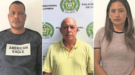 De izquierda a derecha: Álvaro Uriel Castro Gómez, el “Machete”, Robin Alirio Castro Gómez, el “Gordo”, y Ana carolina Chaparro. ESPECIAL/ Policía de Dijín.