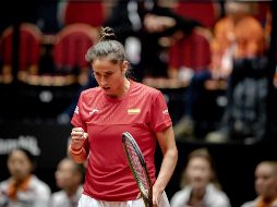 Sara Sorribes. La tenista ibérica se lució ante su rival de Países Bajos. EFE/S. Koning