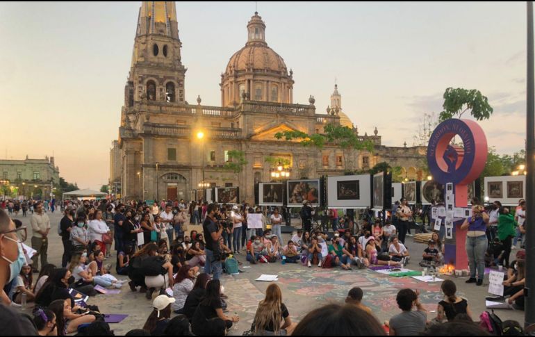 Protesta en Jalisco que se realiza en el Centro Histórico luego de darse a conocer la muerte de Debanhi. EL INFORMADOR/ M. VEGA