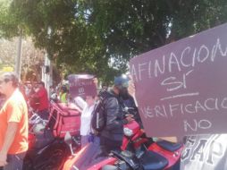 Los inconformes fueron recibidos en Palacio de Gobierno por el director jurídico de la Secretaría de Transporte. ESPECIAL