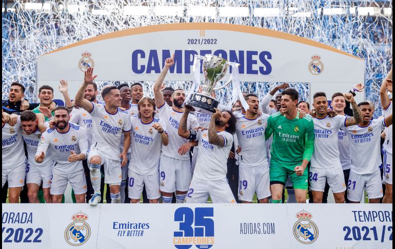 El Real Madrid ganó su título número 35 de LaLiga; es el máximo ganador de España. AP/P. García