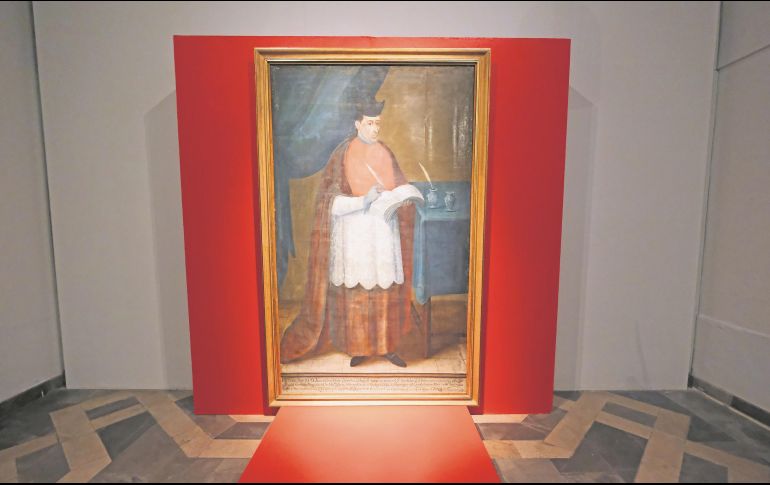 Retrato del obispo Cabañas —que coronó como emperador a Agustín de Iturbide—, una de las piezas provenientes del acervo de la Catedral de Guadalajara. ESPECIAL/Secretaría de Cultura Jalisco