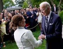 La primera dama de México fue invitada de honor en la celebración del 5 de mayo de Joe Biden presidente de Estados Unidos. ESPECIAL/@EFE