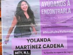 Yolanda Martínez Cadena, de 26 años de edad, desapareció el pasado 31 de marzo. ESPECIAL