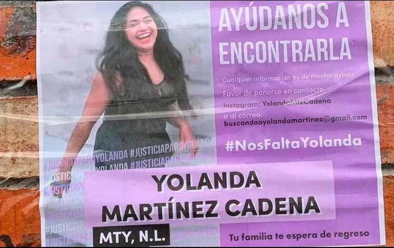 Yolanda Martínez Cadena, de 26 años de edad, desapareció el pasado 31 de marzo. ESPECIAL