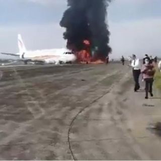 China: Avión se sale de la pista y se incendia en el aeropuerto de Chongqing