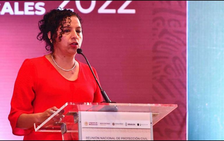 La titular del Servicio Meteorológico Nacional (SMN), Alejandra Méndez Girón, habla durante una conferencia de prensa en la Ciudad de México. EFE/SMN