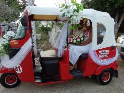 La creatividad de los yucatecos Martina y Juan Manuel los volvió virales. FACEBOOK/Mototaxi Untrac