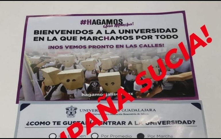 En redes sociales, los aspirantes publicaron imágenes de un volante que se les entregó a las afueras de algunos centros universitarios. ESPECIAL