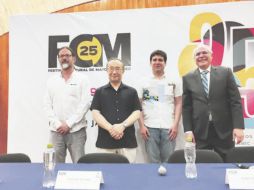 Toshiyuki Shimada, Vadym Kholodenko y Sergio Alejandro Matos, durante la presentación de las actividades finales del FCM. CORTESÍA