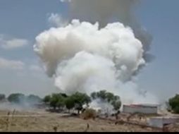 La explosión del polvorín se dio en la Colonia San Pedro la Laguna, en Zumpango, Estado de México. ESPECIAL