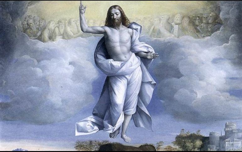«Levantando las manos, los bendijo, y mientras los bendecía, se fue apartando de ellos y elevándose al cielo». WIKIPEDIA/«Ascención de Cristo», de Garófalo