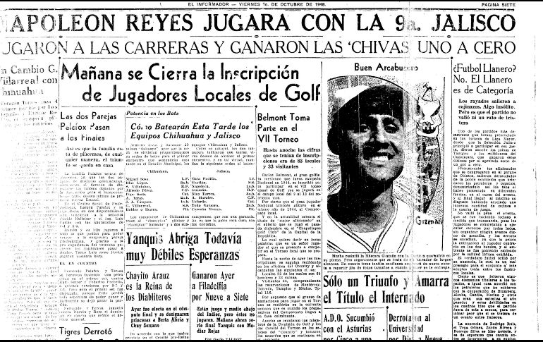 “Jugaron a las carreras y ganaron las ‘Chivas’ uno a cero”, escribió Magog en la crónica deportiva del 1 de octubre de 1948. EL INFORMADOR/Archivo