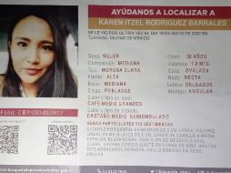 La joven Karen Itzel fue vista por última vez en la alcaldía Tláhuac el 19 de mayo. ESPECIAL