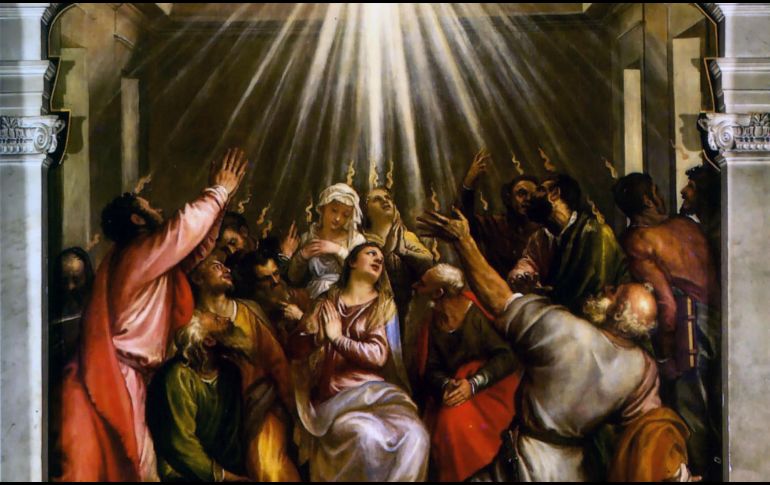 «Entonces aparecieron lenguas de fuego, que se distribuyeron y se posaron sobre ellos; se llenaron todos del Espíritu Santo». WIKIPEDIA/«Pentecostés», de Tiziano