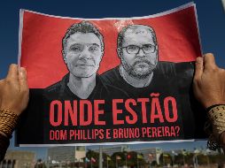 Personas participan en una protesta para rechazar las declaraciones del presidente de la Funai, Marcelo Augusto Xavier da Silva, sobre las desapariciones de Dom Phillips y Bruno Pereira. EFE/J. Alves