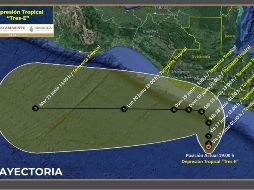 Detallan que la depresión tropical tiene vientos máximos sostenidos de 55 kilómetros por hora. TWITTER/@conagua_clima