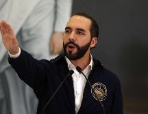 Nayib Bukele durante la rueda de prensa en la que informó que 