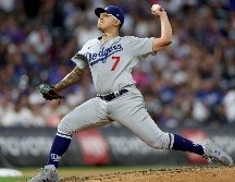 El mexicano Julio Urías trabajó hasta el sexto inning para ayudara a los Dodgers a evitar la barrida en la serie de tres partidos ante su inesperado némesis. AFP / M. Stockman