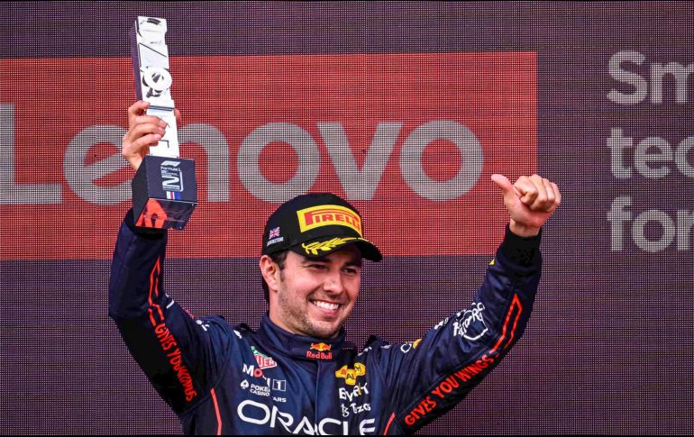 ”Checo” Pérez llegó en segundo en el Gran Premio de Gran Bretaña. EFE / C. Bruna