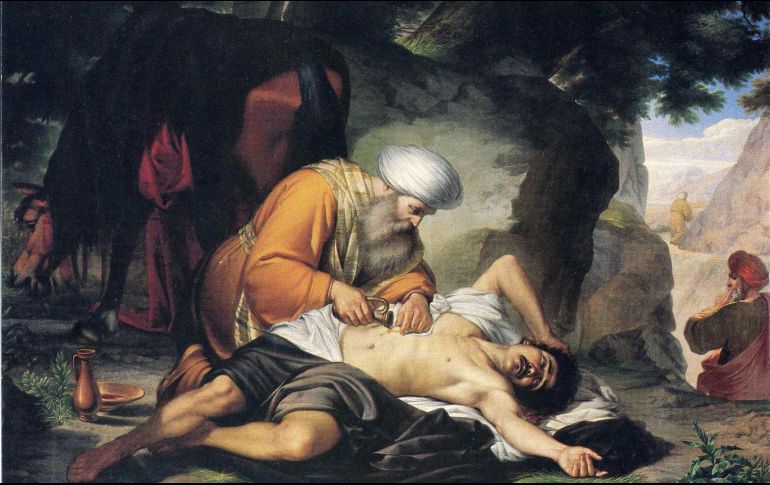 «¿Cuál de estos tres te parece que se portó como prójimo del hombre que fue asaltado por los ladrones?». WIKIPEDIA/«La parábola del buen samaritano», de Giacomo Conti.