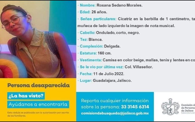 Roxana es blanca y delgada, mide 1.60 metros y tiene el cabello corto, ondulado y en color negro. ESPECIAL