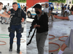 Los oficiales permitieron que los escolares manipularan las armas de fuego dentro de la institución educativa. TWITTER