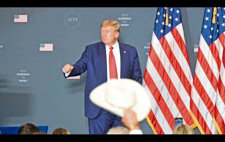 Donald Trump habló principalmente de migración y de contender de nuevo por la candidatura de su partido.  AFP